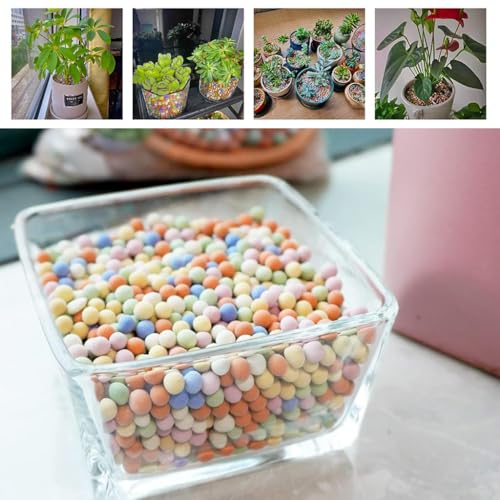 HASTHIP® 1 Pack Colored Ceramsite Clay Balls, 5-8mm Clay Pebbles for Hydroponics Potted Plants, Dia Expanded Clay Aggregate, Hydroponic Growing Media for Planter Drainage