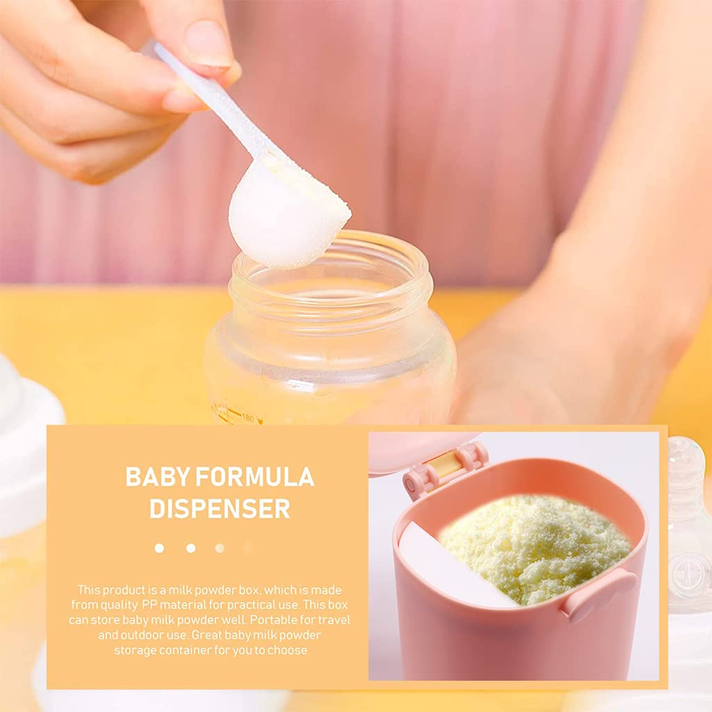 SNOWIE SOFT 300 Grams Baby Formula Dispenser, Portable Milk Powder Dispenser Container with Carrying Handle and Scoop, Foodgrade PP Double Layer Anti-Leak Design for Outdoor Travel Home (Pink)