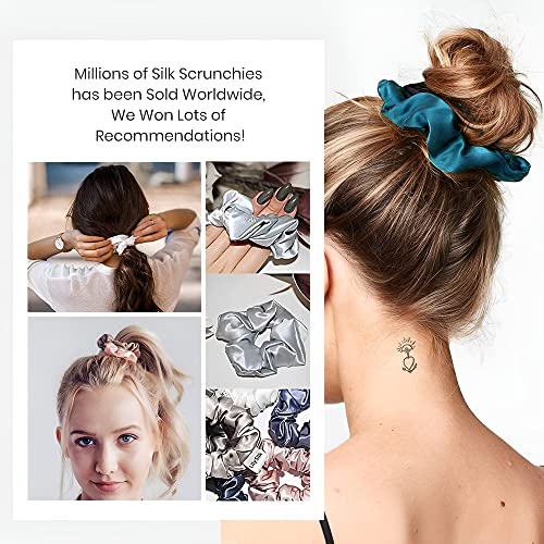 SANNIDHI 5 Pcs Silk Satin Scrunchy Scrunchies for Girls Ladies Women,5 color Elastic Hair Band for Ponytails, Twists, Long hair-Gifts(White,Rose Gold,Ginger,Burgundy Red,Black)