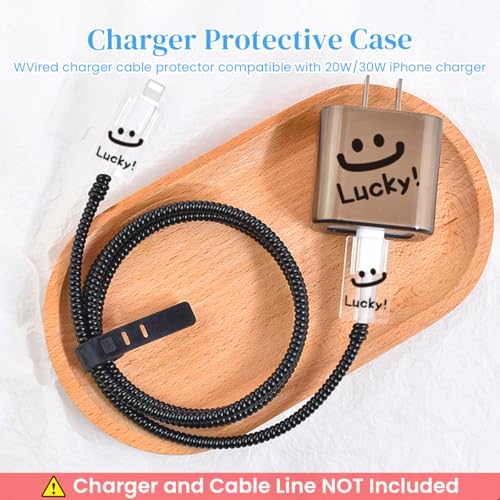 Verilux® Charger Protectors for iPhone 15 14 20W Charger Cover Charging Cable Spring Coil Protector with Simle Face Connector Sleeve for Adapter 3PCS