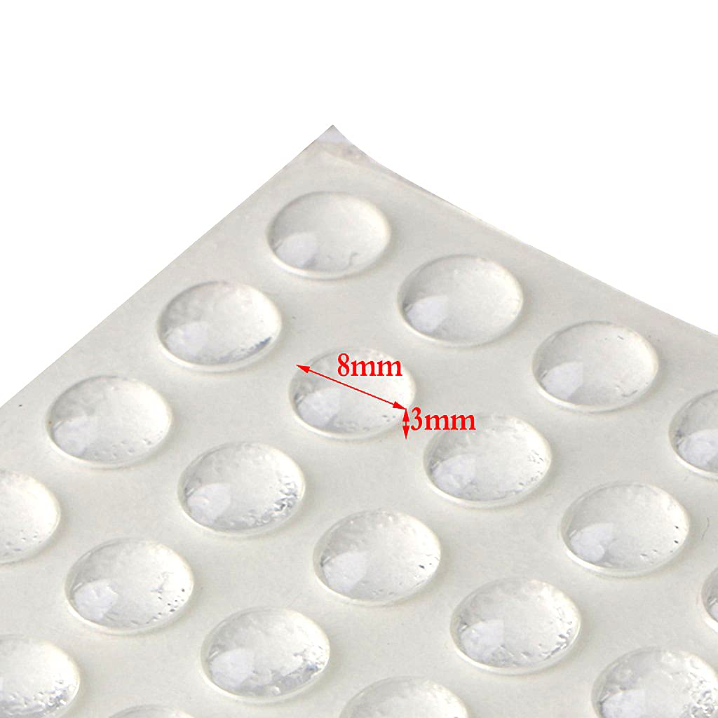 Supvox Magideal Round Adhesive Silicone Bumper Door Cabinet Drawer Safety Stopper Mute Buffer (3x8 mm, Clear) -Set of 100 Pieces, 1 Sheet