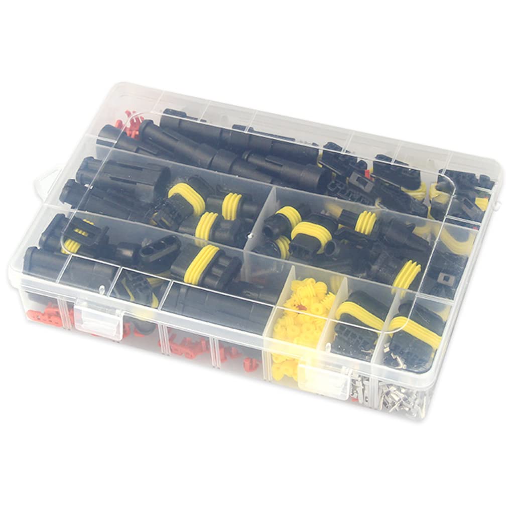 ZIBUYU 352pcs Waterproof Car Electrical Connector Terminals Automotive Electrical Wire Connector Plug Kit 1/2/3/4 Pin Connectors Male and Female