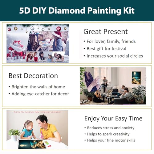 HASTHIP® DIY 5D Diamond Painting Art Kit Dreamy Beach Moonlit Night Beginner for Home Decor No Frame Wall 12 x 16 Inch 2 PCS