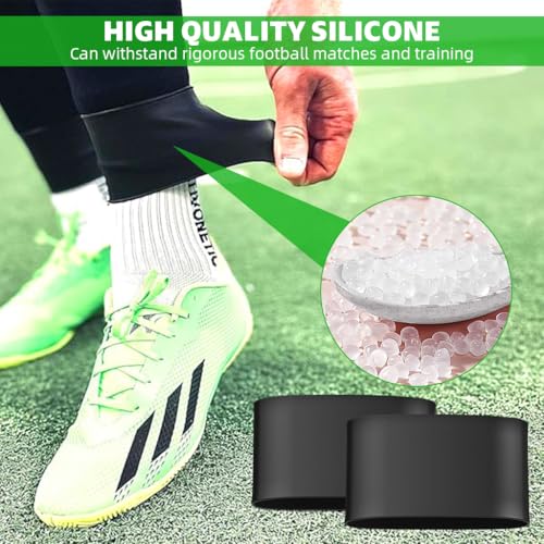 Proberos® One Pair Silicone Shin Guard Straps Ankle Support Bands Anti-Slip Fixer for Training Stretchy 60mm Diameter Sport Multi Use Loop Teens Kids Size S 3PCS