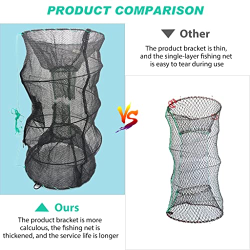 Proberos® 2 Pack Fishing Net Lobster Crab Trap Fish Basket Collapsible Portable Cage Keep Net for Crayfish 12.6X20.1inches 3PCS