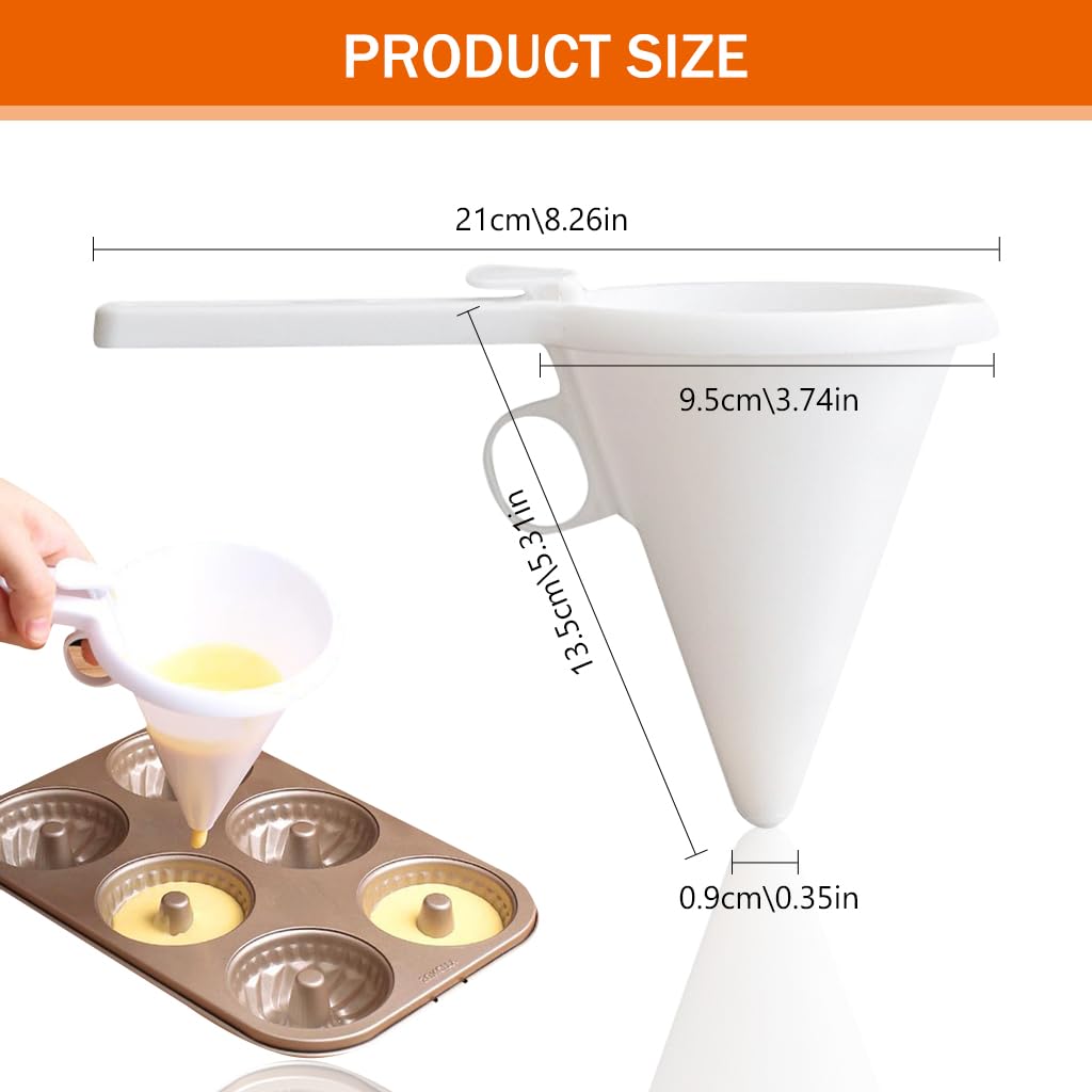 HASTHIP Batter Dispenser Kitchen Funnel Dispenser for Batter Slurry Easy Control Funnel-shape Dispenser for Batter, Melt Chocolate, Kitchen Batter Dispenser for Waffles, Doughnuts, Takoyaki Balls