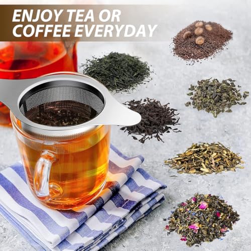 ZIBUYU® Tea Infuser Steeping with Lid Stainless Steel Fine Mesh Strainer for Loose Leaf Flavored Bag Herb Universal Travel Drinkwares 3PCS