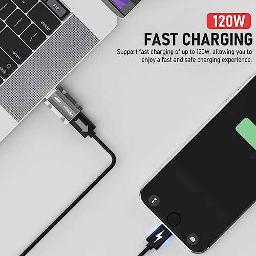 Verilux® USB C to A OTG Adapter Type 3.1 Support Data Transfer Max 120W Fast Charging Zinc Alloy for Laptop Pc Power Bank Silver 3PCS