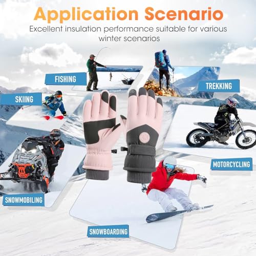 GUSTAVE® Winter Gloves for Women Warm Splashproof Windproof Riding Touch Screen Finger Anti-Slip Design Ski Bike 3PCS