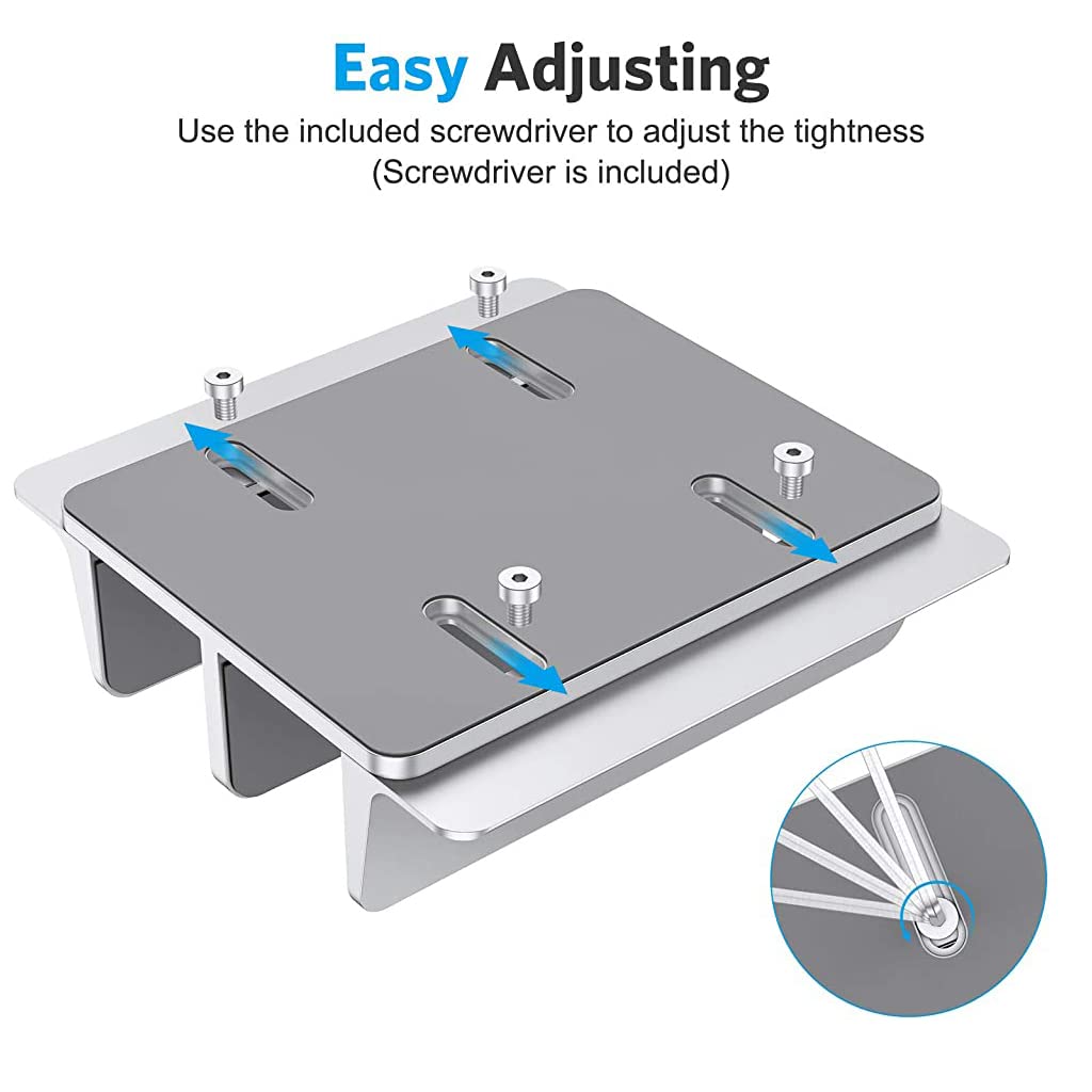 ZIBUYU Laptop Stand Vertical Desktop Aluminum Laptop Stand Holder with Adjustable Dock Stand with Dual Slots All Laptop MacBook, iPad, Dell, Asus, Lenovo, Microsoft (Up to 17.3 inch) - Silver