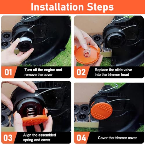 HASTHIP® 8PCS Grass String Trimmer Wire Weed Eater for Replacement 30Ft Nylon Line Spool Cutter Accessories with Spring Cap