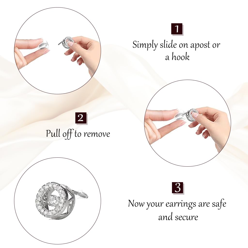 MAYCREATE 550Pcs Earring Backs for Ear Studs, 6 Styles Silicone Rubber Earring Stopper with Box, Soft Clear Earring Clutch Backing Replacement Kits for Fish Hook Earring Studs Hoops