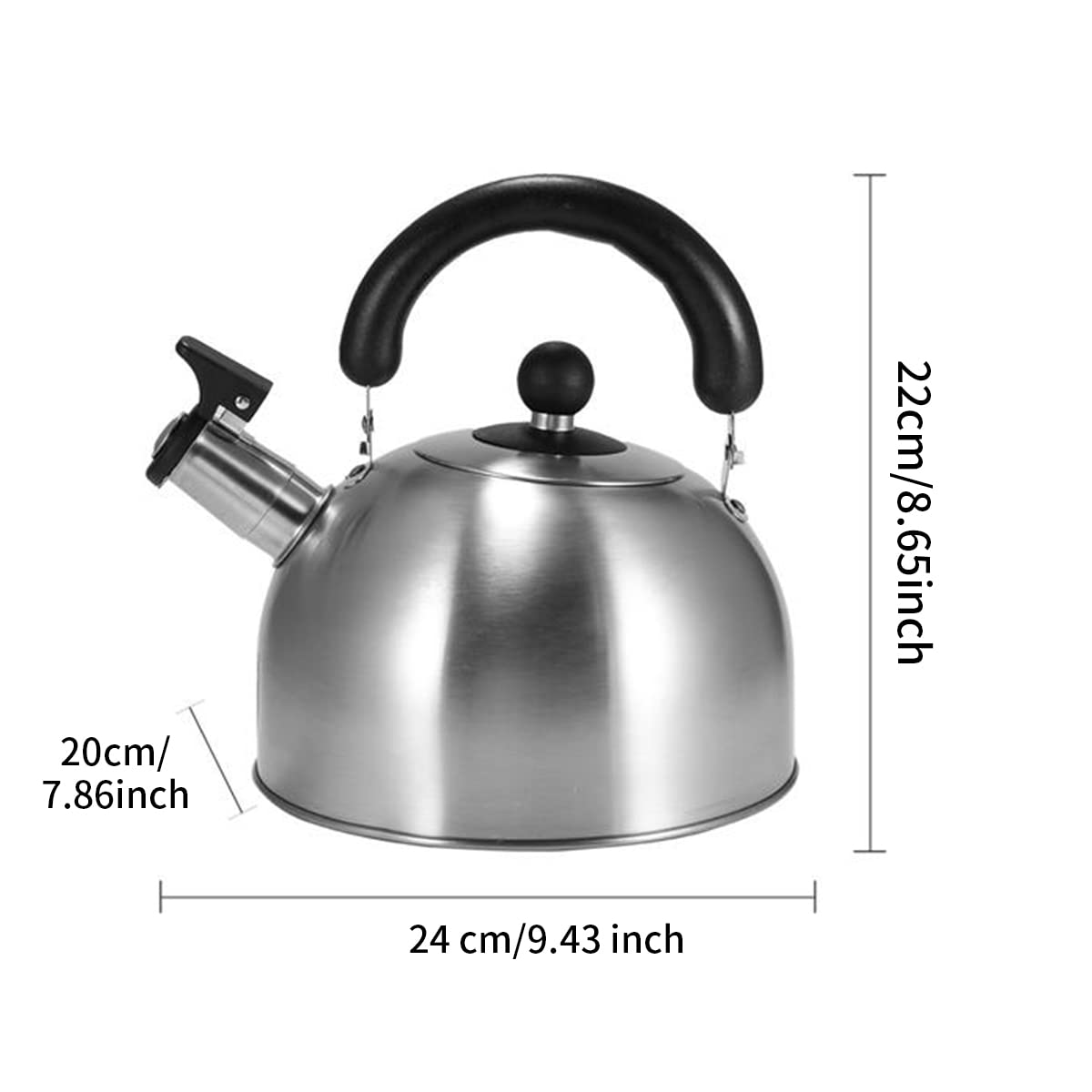 Proberos 2L Whistling Kettle for Indoor Outdoor Camping Hiking Picnic, Food Grade Stainless Steel Tea Kettle, Fast to Boil, Heat-Resistant Ergonomic Handle