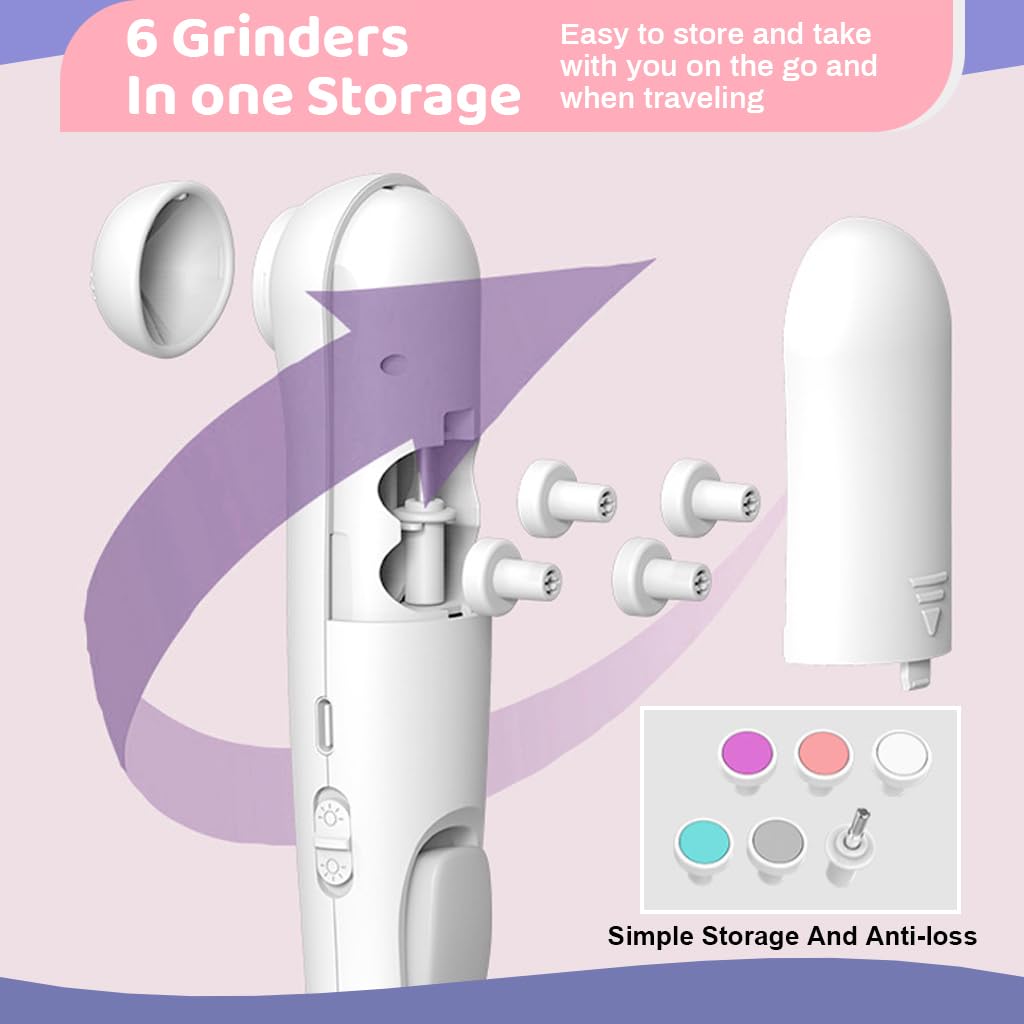 MAYCREATE Electric Nail Cutter for Baby with Nail Clipper 2 in 1 Electric Nail Trimmer with LED USB Rechargeable Baby Grooming kit for Baby Care kit