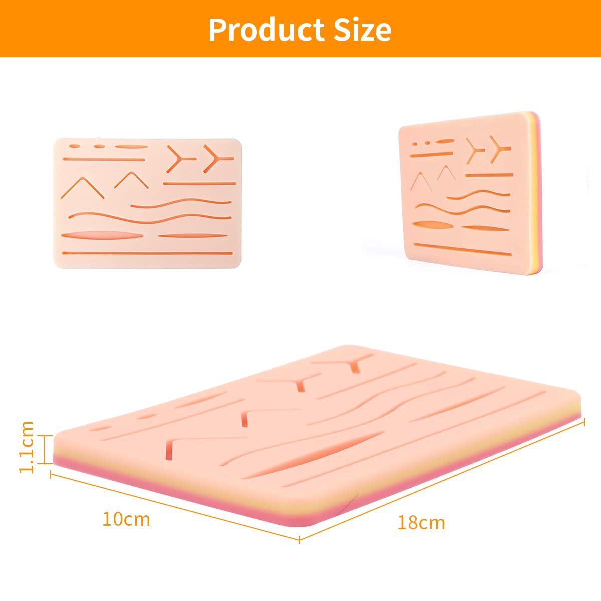 MAYCREATE Skin Pad for Stitching Practice Surgery Silicone Stitching Practice Skin Pad for Medical Students Interns Veterinarian Students and Nurses,Skin Pad for Stitching Training