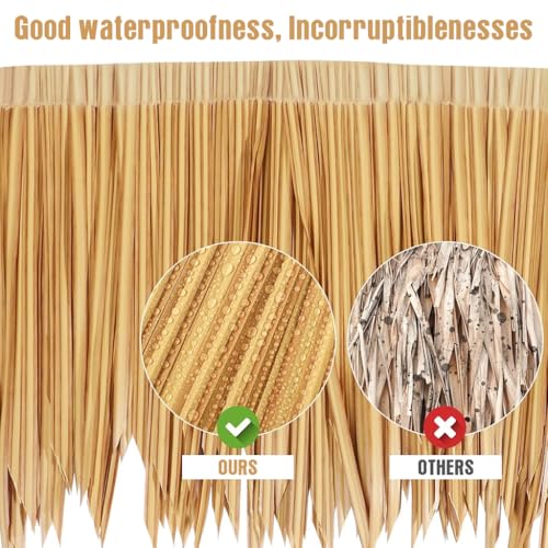 HASTHIP® Artificial Thatch Trim for Mexican Tiki Hut Grass Skirting Roof Yellowish Hawaii for Outdoor Bar Fence Party Interior Decor 40 * 100cm 3PCS