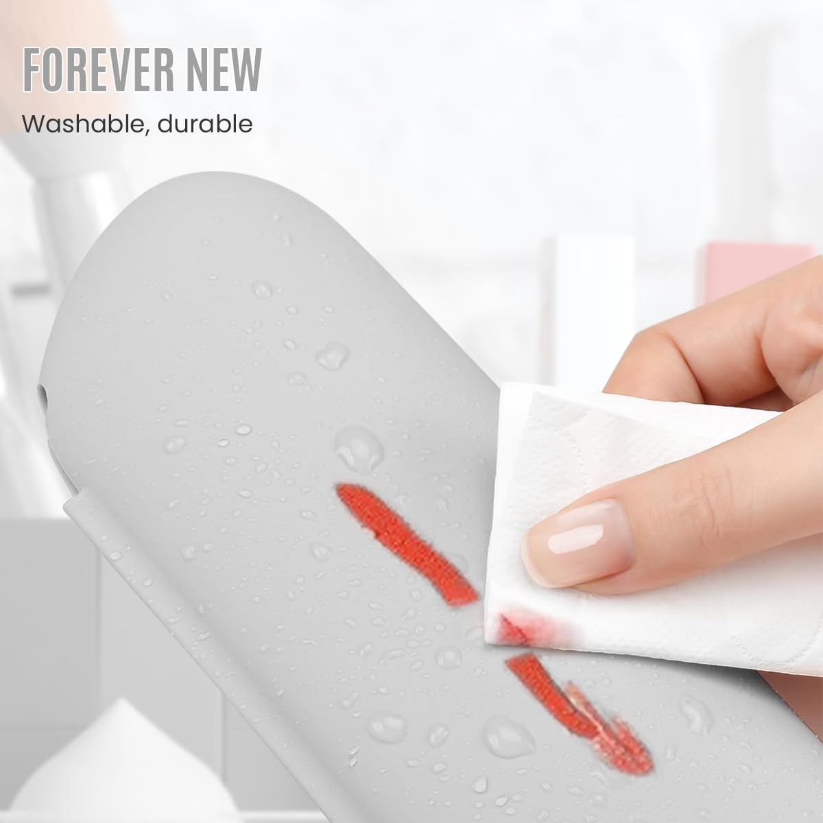 MAYCREATE Makeup Brush Holder Silicone Soft Travel Makeup Brushes Pouch Case, Portable Anti-Fall Out Cosmetic Face Brush Organizer Tool - Snap Button Closure