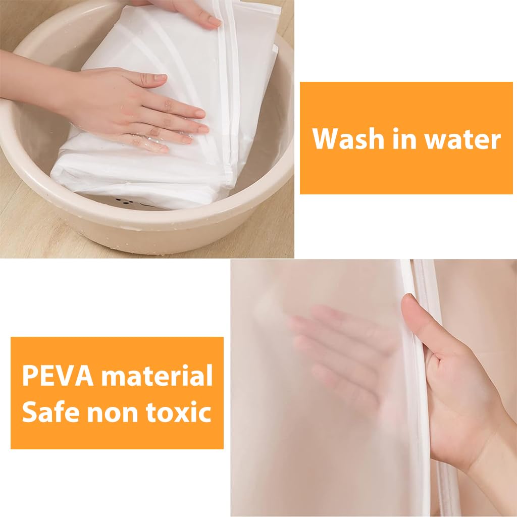 HASTHIP Large Wardrobe Garment Cover 47.2 inches Dust Cover for Clothing Wardrobe Transparent Zipping Garment Cover Hanging Clothes Cover Bottom Enclosed Clothes Protector for Wardrobe