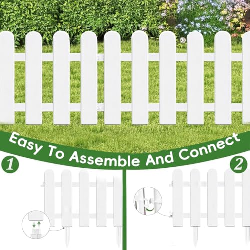 HASTHIP® 12PCS Garden Fence Outdoor Border 50x30cm Connectable Plant Partition Fences Decorative White PVC for Flower Bed Green House Porch