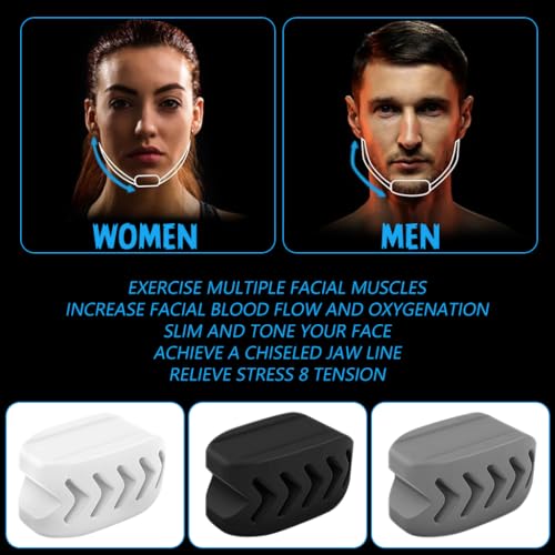 MAYCREATE 6Pcs Jaw Exerciser for Men Women, 40/50/60lbs Resistance, Safe Silicone Jaw Line Exerciser, Enhances Facial Muscles & Sculpts Jawline, Includes Storage Case