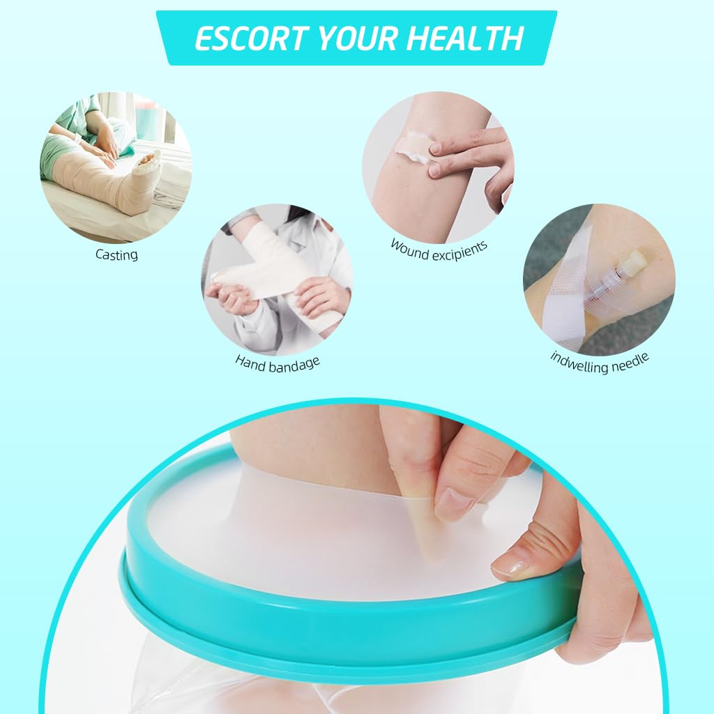 HANNEA Waterproof Arm Cover Shower Cover for Elbow 11 inches Transparent Waterproof Cover Sleeve for Wounds Reusable Arm Cover for Shower