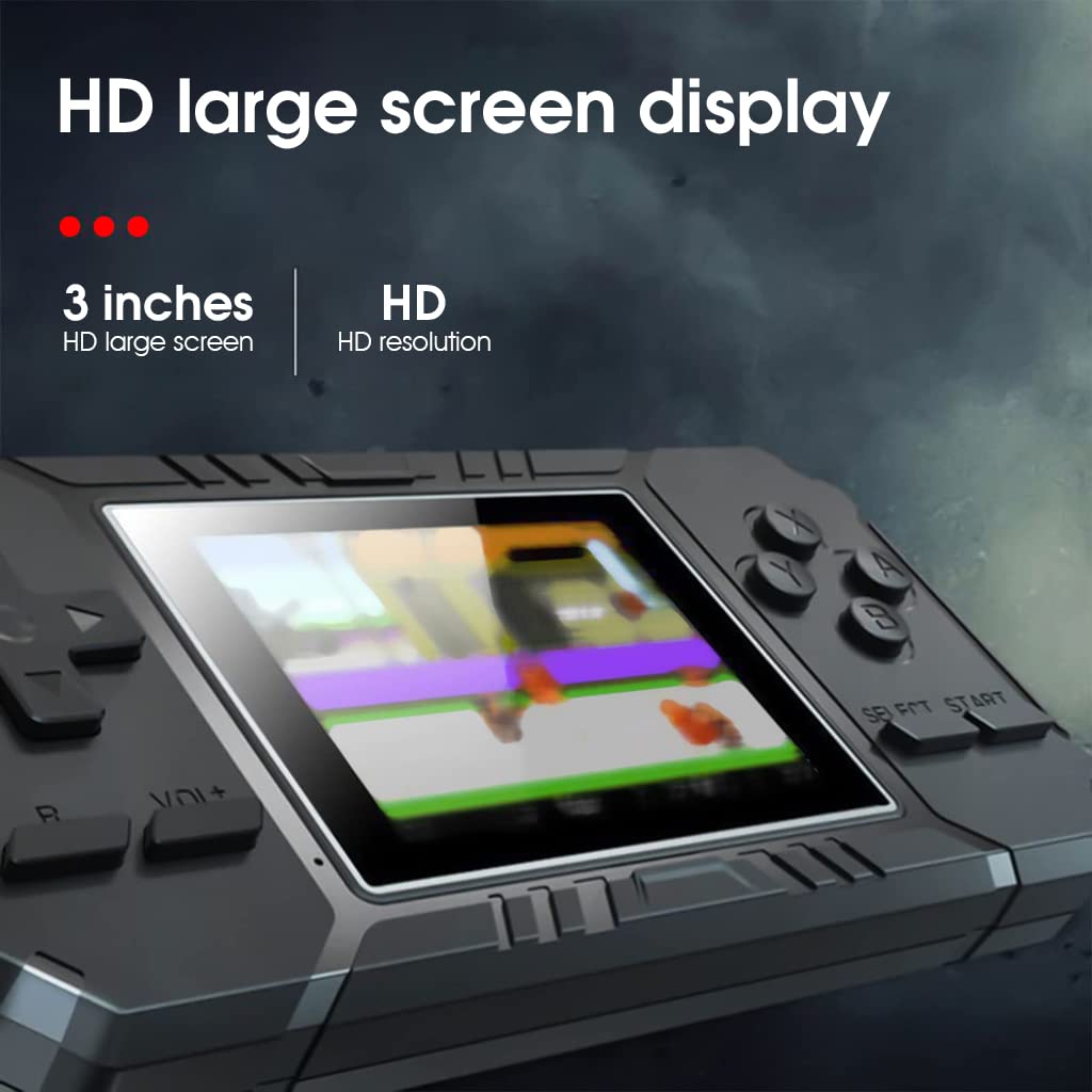 PATPAT Video Game Console for Kids Adults, 3'' Large Screen Built-in 520 HD Classic Retro Video Games, USB Rechargeable Electronic Game Player Gifts for Kids Birthday Christmas Gift Black