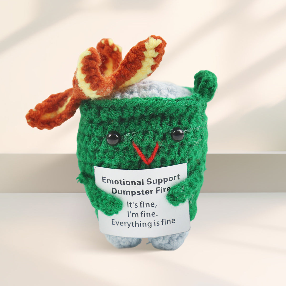 PATPAT Motivational Desk Decor Mini Cute Corchet Dumpster with Mindfulness Card Kawaii Office Desk Decor Emotional Support Desk Decor Birthday Gift Christmas Gift