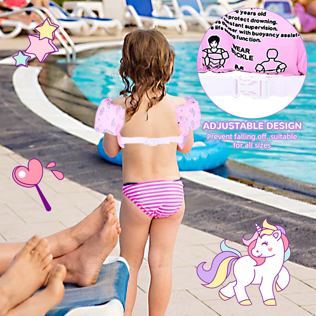 Proberos Unicorn Swim Vast One Piece Inflatable PVC Floating Vest Arm Floats Beginners Safe Floating Arm Floats Red Cartoon Kids Toddler Floating Vest Arm Floats for Toddler Kids 30-55 lbs