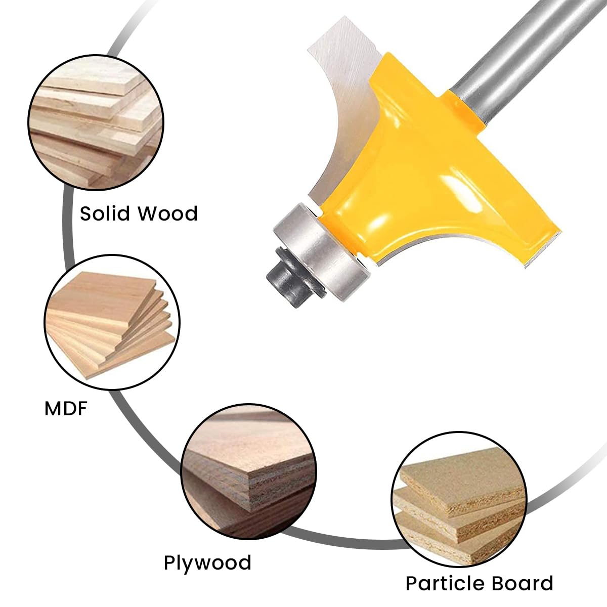 Serplex 4pcs Roundover Router Bit Set, Router Bits For Wood, 6mm Shank, Radius in 1/8