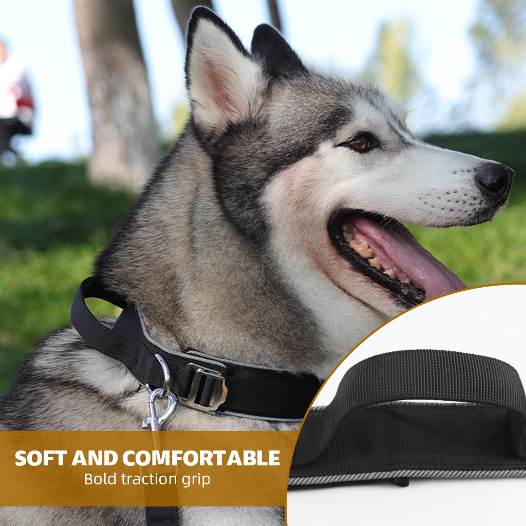 Qpets Dog Collar Tactic, Dog Collar with Control Handle & D Ring Safety Reflective Dog Collar Adjustable Sliding Buckle Training Collar for 30-50kg Dogs