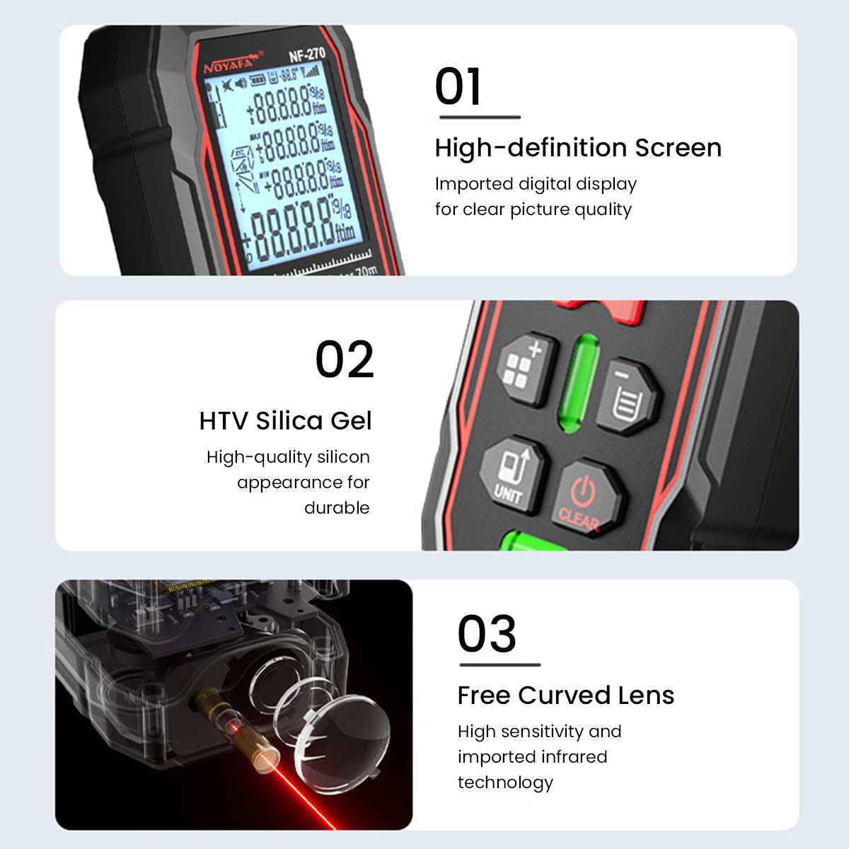Serplex Laser Measuring Device 229FT LCD Backlit Laser Distance Meter Dual Bubble Level Design ± 1.5mm Precision Digital Distance Laser Measuring Device IP54 Waterproof Design (Battery Not Included)