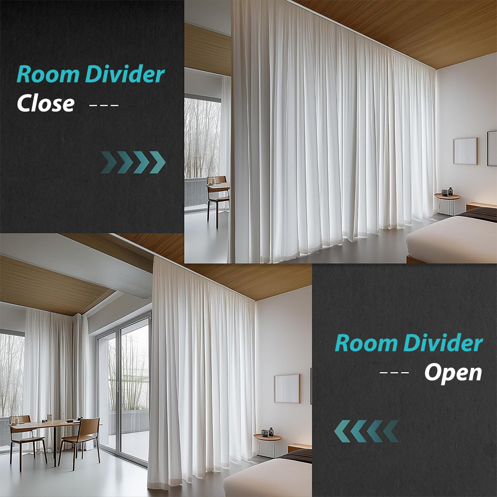 HASTHIP Curtain Track, Aluminum Alloy Ceiling Curtain Track, Ceiling Track for Curtains, Room Divider Curtain Rods, Curtain Track Rail Set with Silent Roller Hooks (Grey, 33.46-59In)