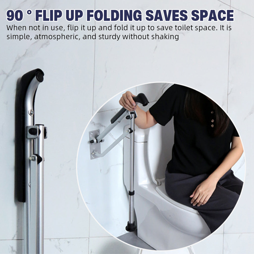 HANNEA Safety Grab Bar Toilet Handrail Folding Toilet Assistance Handle for Elders, 268lbs Loading Capacity Rugged Aluminum Alloy Toilet Handrail with Adjustable Height (Before Final Installation)