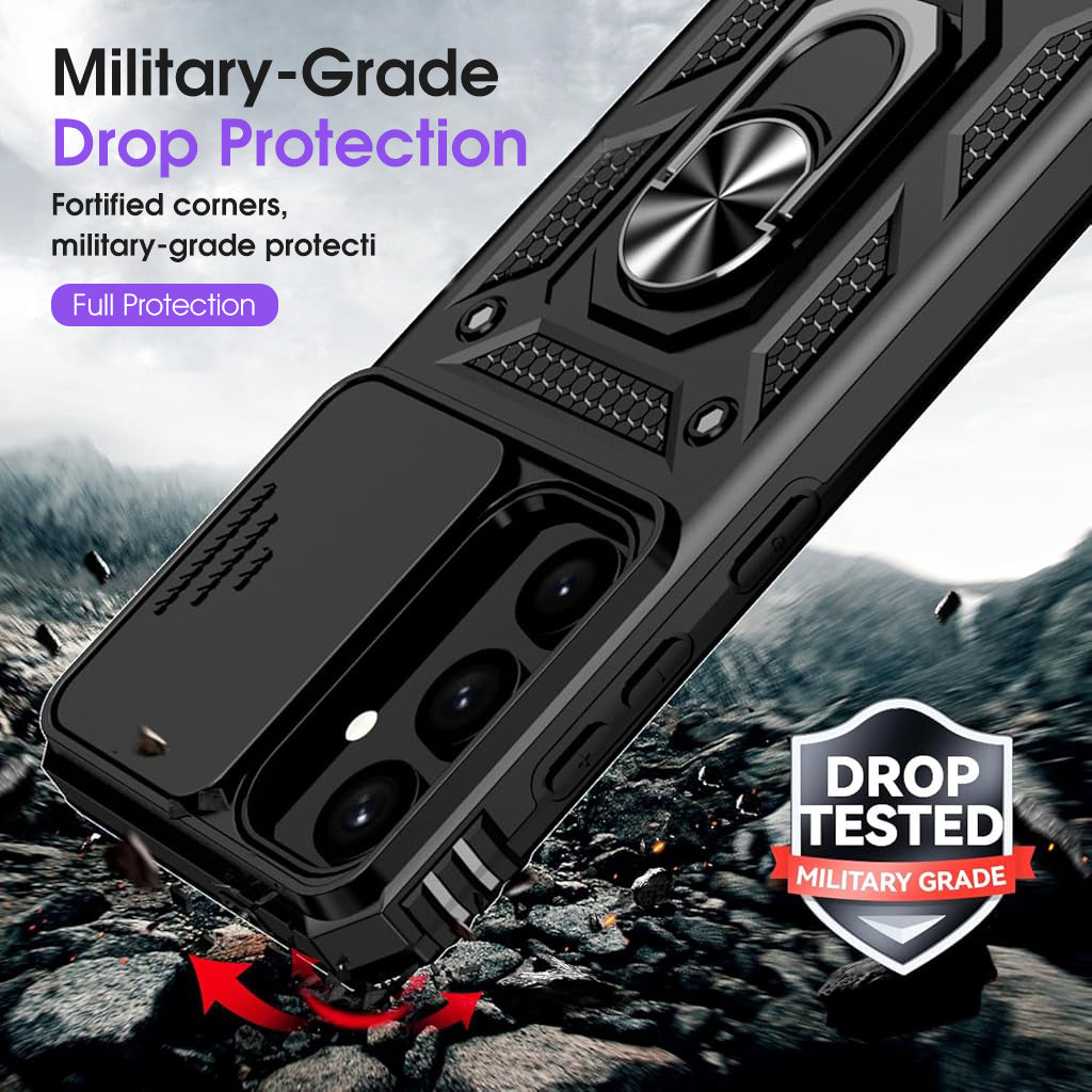 ZORBES Phone Case for Samsung Galaxy S24 Plus with Magnetic Kickstand Phone Grip, Hard PC Phone Case with Sliding Camera Cover Anti-Scratch Phone Case for Samsung Galaxy S24 Plus