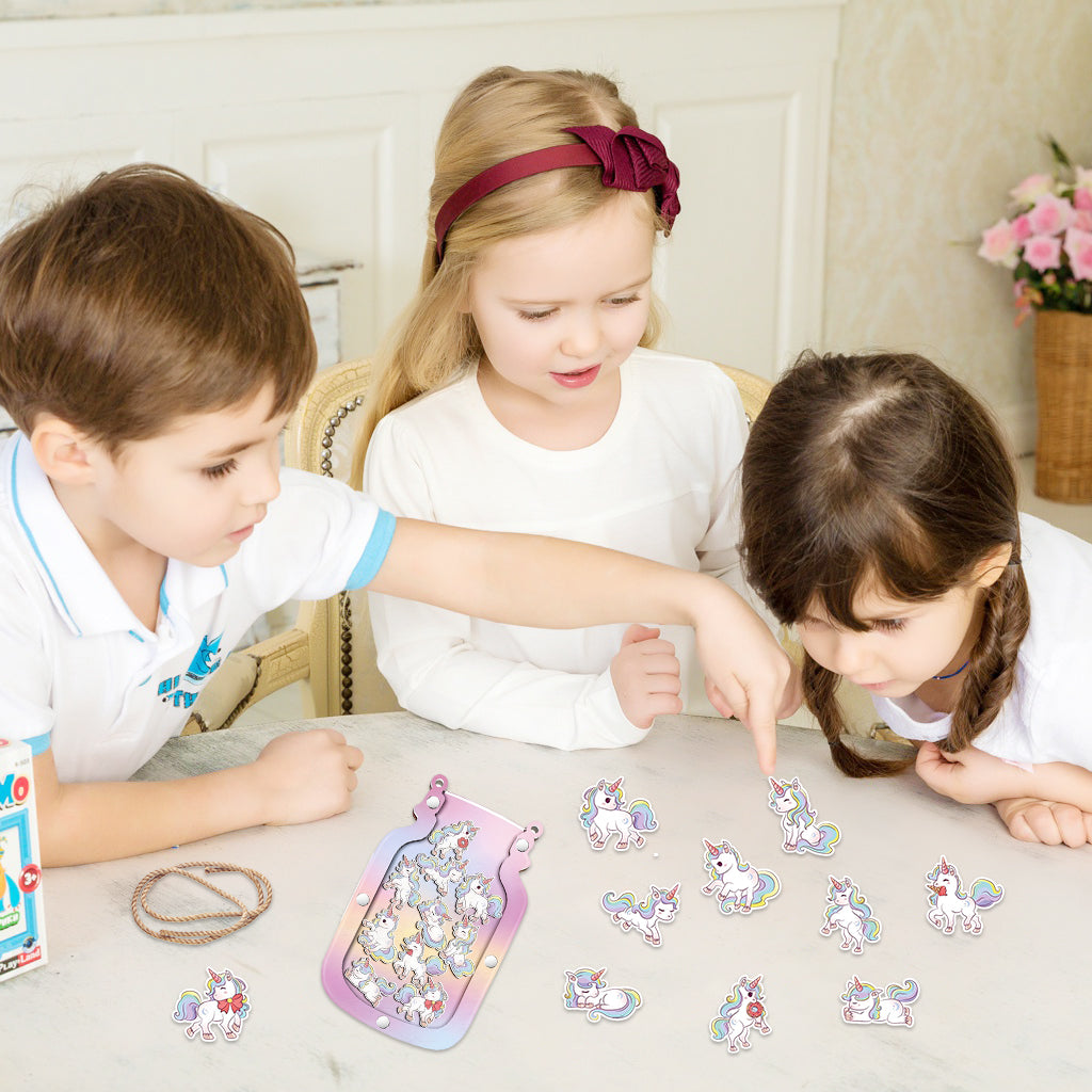 PATPAT Unicorn Reward Kit for Kids Wooden Reward Jar with 20Pcs Cartoon Unicorn Tokens Fun Cartoon Reward Token Kit for Kindergarten, Home Education