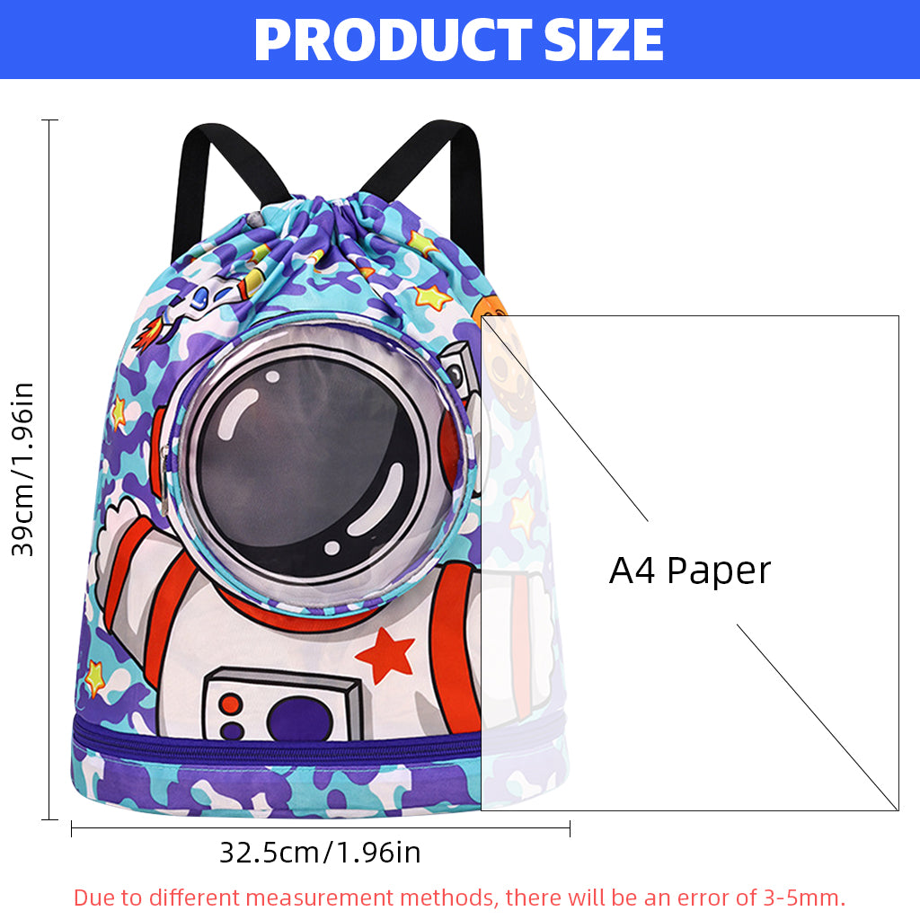 Proberos Drawstring Backpack Kids Waterproof Swimming Bags with Shoe Compartment Cartoon Print Polyester Drawstring Backpack Kids Travel Backpack Swimming Bag Activitiy Bag