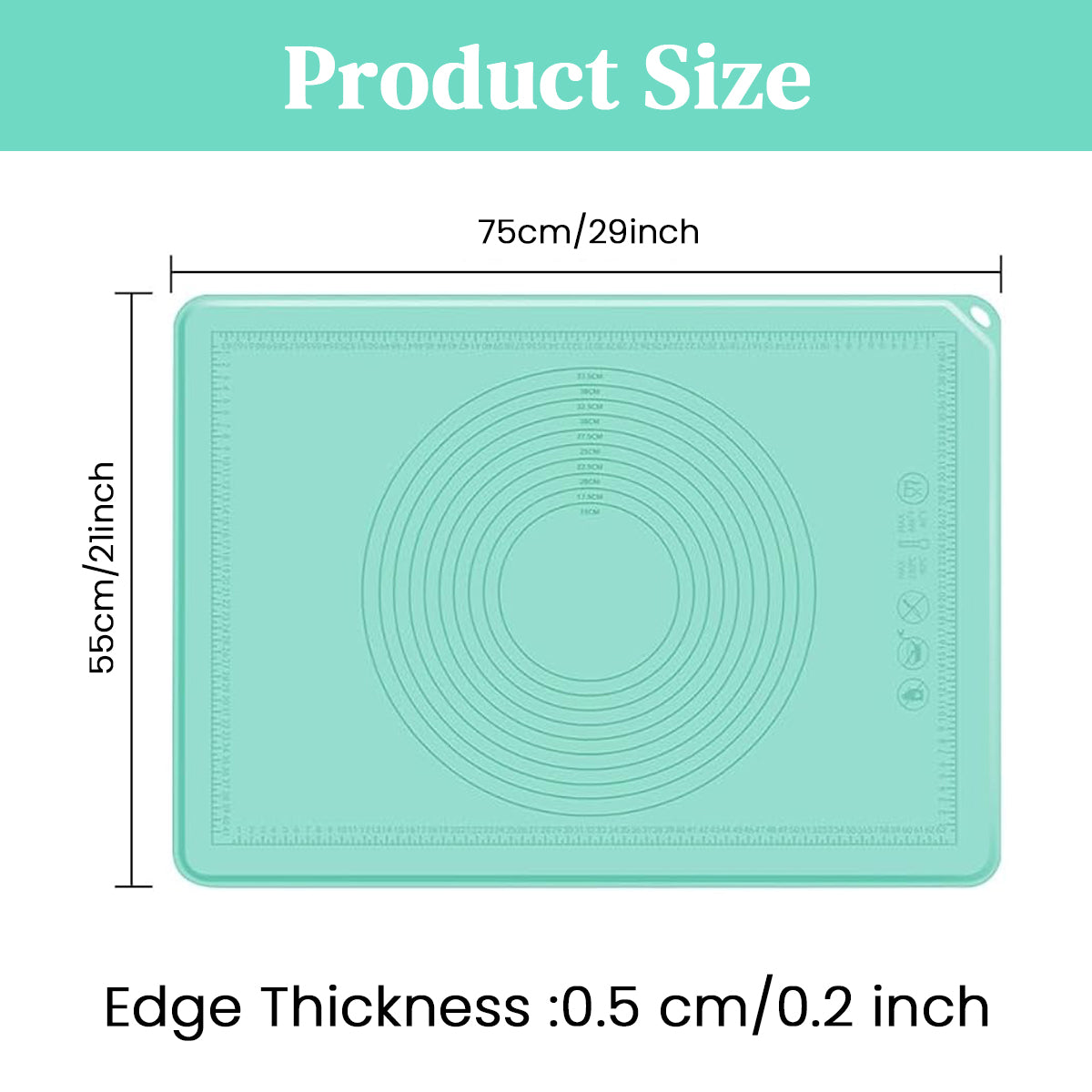 HASTHIP Silicone Pastry Mat with Elevated Edge 40x50cm Thicken Silicone Baking Mat Anti-slip Silicone Baking Mat Multi-purpose Non-stick Silicone Baking Mat for Kneading, Dough Proofing