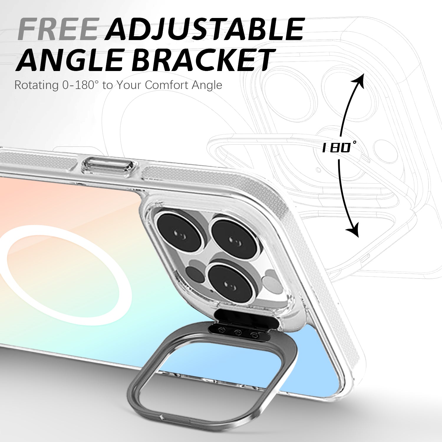 ZORBES Compatible with iPhone 16 Pro Phone Case with Nylon Lanyard for iPhone 16 Pro Support MagSafe Fashion Translucent Magnetic Phone Case with 2 in 1 Folding Camera Protective Frame Phone Holder