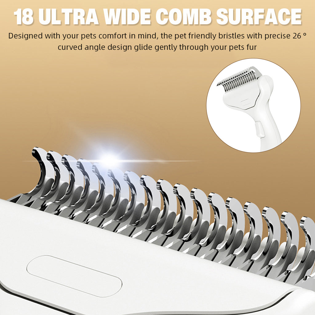 Qpets Pet Grooming Brush Deshedding Hair Brush Self-cleaning Slicker Brush Underfur Rake Untangling Brush for Small Knots and Mats Dog Cat Hair Grooming Brush