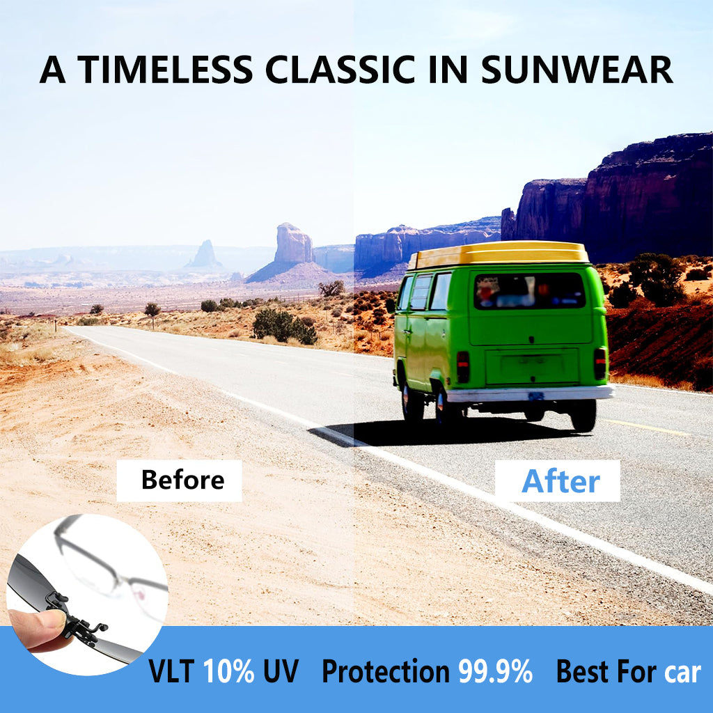 Proberos Clip on Sunglasses Lenses, Clip-on Sunglasses Attachment UV Protection Sunlight Anti-Glare Driving Glasses for Prescription Glasses Eyeglasses Eyewear, with Case & Wipe Cloth