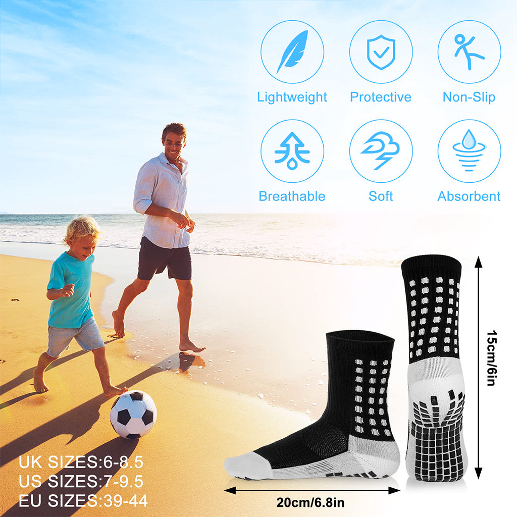 Proberos 2 pairs of Men Women Hi-Tech Performance Athletic Socks for Badminton Soccer Running Gym & Indoor TrainingRubber Anti-Slip and Thicken Cushion Sport Socks Ankle Length Socks-Black