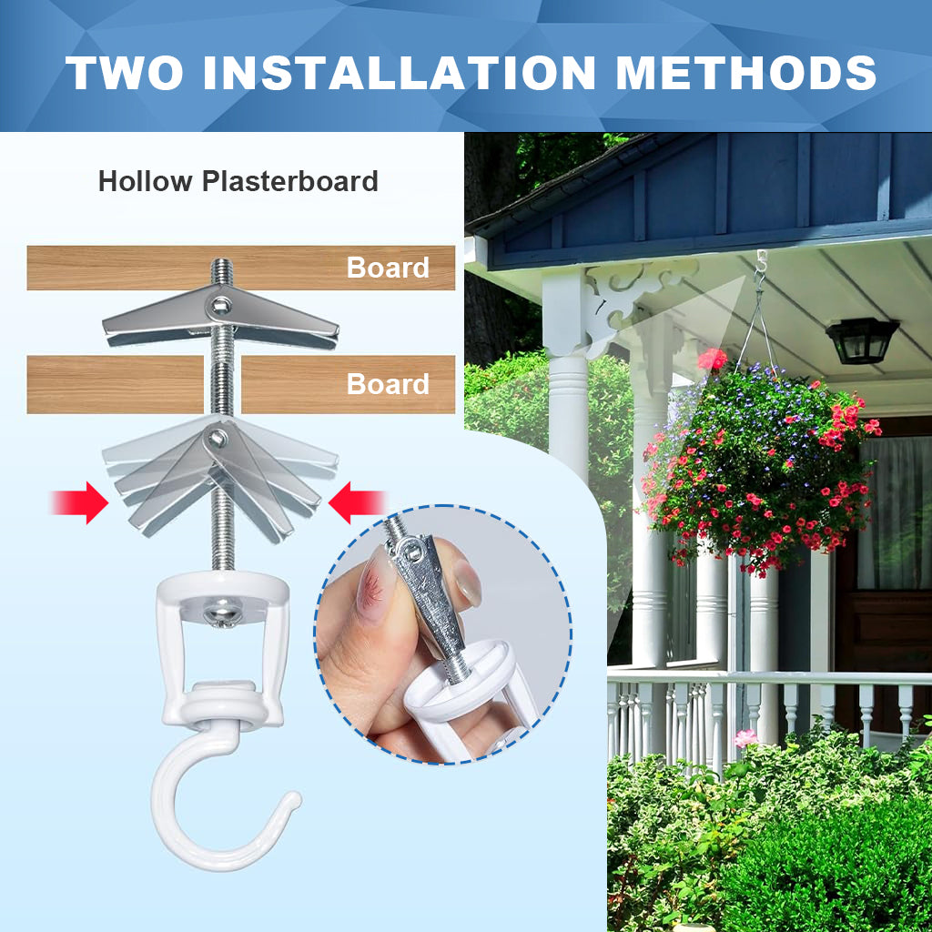 HASTHIP 2Pcs Ceiling Hooks Screw Fixing Zinc Alloy Metal Ceiling Hooks Multi Purpose Decorative Ceiling Hooks for Hanging Planter, Flower Basket, Lantern, with Screws Pack
