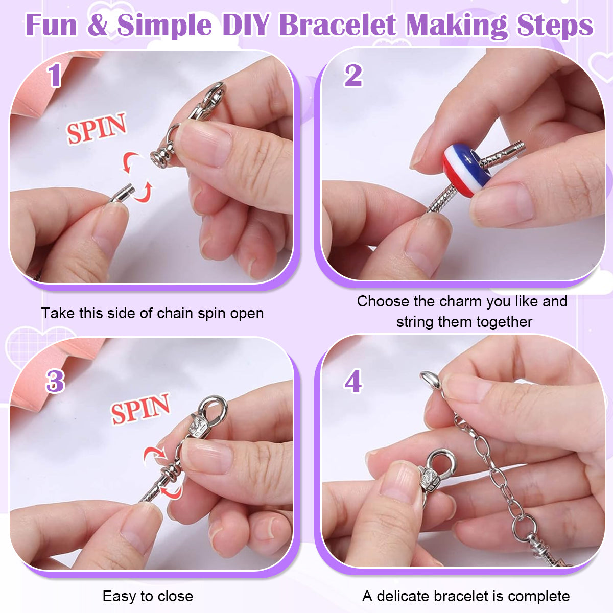 SANNIDHI Kuromi Charm Bracelet Making Kit, Sanrio-Themed Jewelry Bracelet Making Set, DIY Craft for Girls, Kuromi Bracelets Necklaces Set, Children Day Christmas Gift for Girls Kids Teens Ages 5-14
