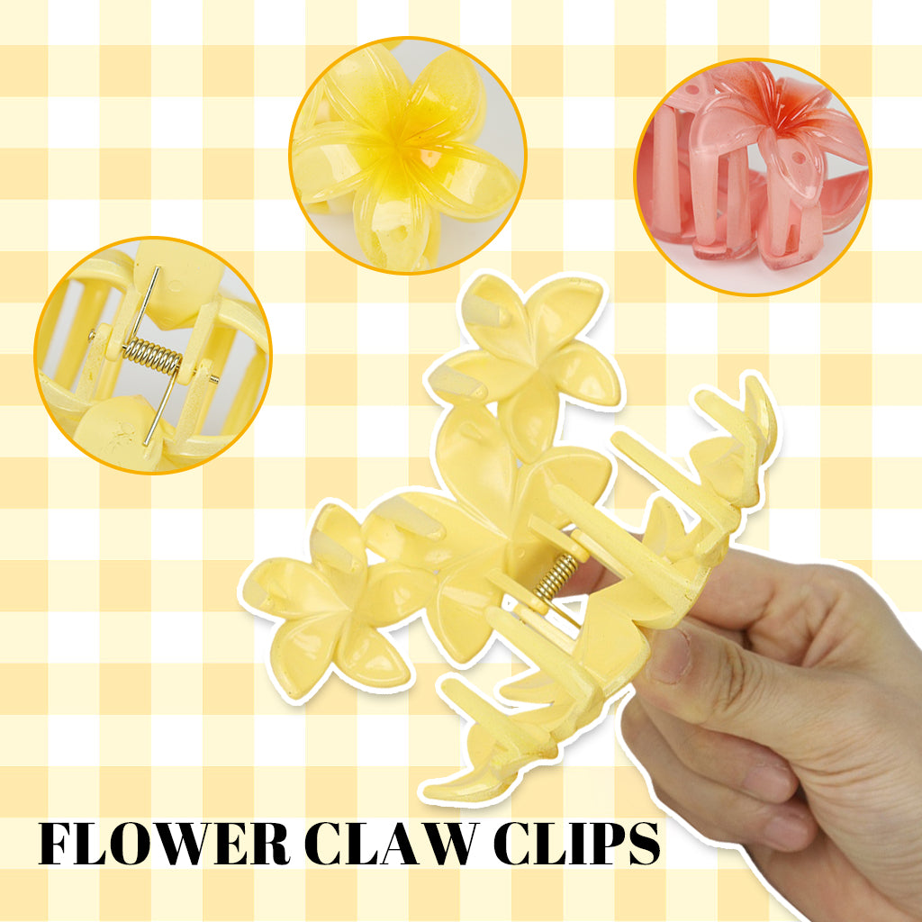 MAYCREATE 4Pcs Flower Claw Clip Hawaiian Flower Hair Clutcher for Women Large Plumeria Hair Clips for Thin Thick Hair Boho Beach Banana Clips Claw Clips Gifts Hair Accessories for Women, Girls