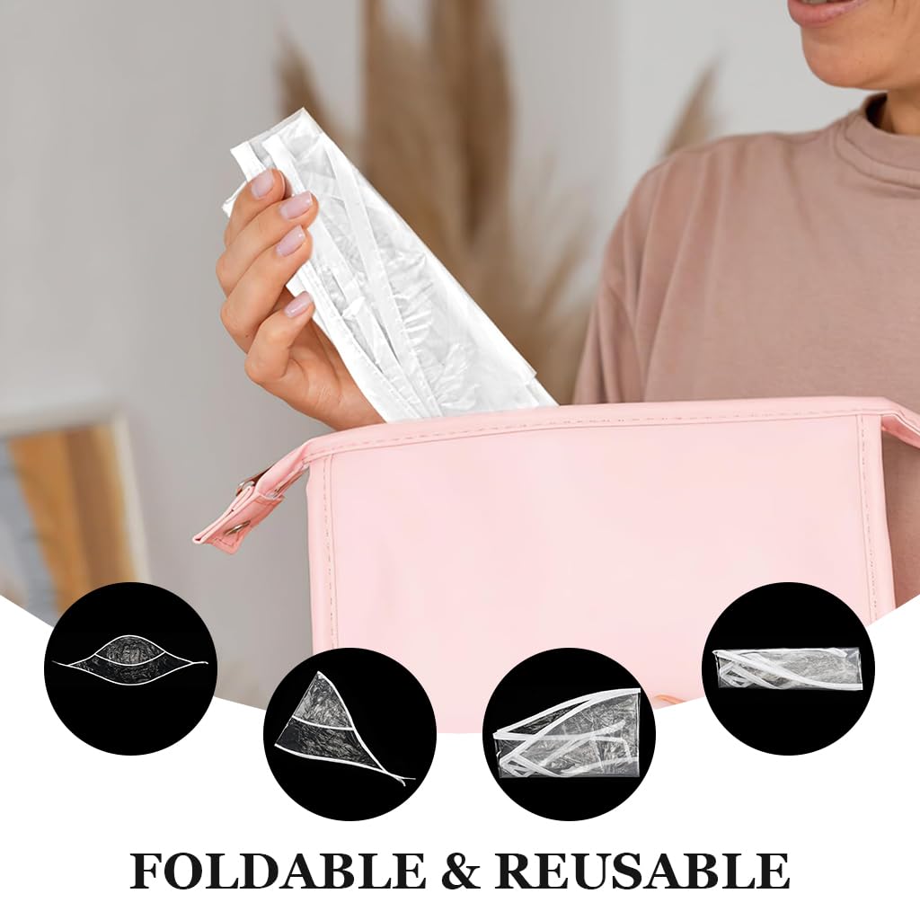 PALAY 6pcs Women Rain Bonnet Wide Brim Rain Cap Easy Tie-up Rain Cap Head Wrap Cover Transparent Rainproof PE Portable Rain Cap Rain Hat