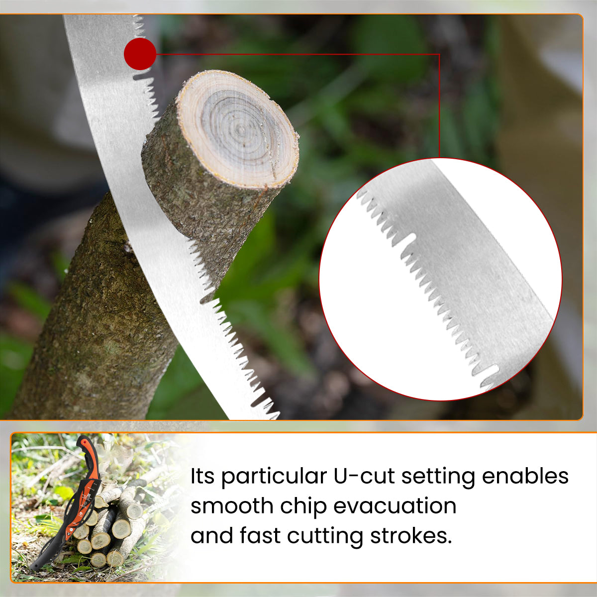 HASTHIP Hand Saw with Protective Sheath 360mm Heavy Duty SK5 Handsaw Curved Serrated Design Multi Purpose Hand Saw for DIY Wooden Craft, Gardening, Pruning
