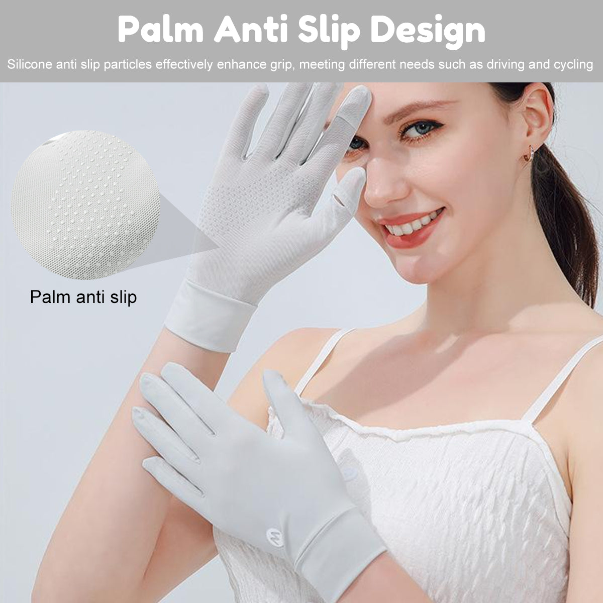 SANNIDHI Hand Gloves for Sun Protection Gloves for Women Bike, UPF 50+ UV Protection Ice Cool Gloves, Breathable Mesh Summer Gloves for Driving, Golfing (Grey)