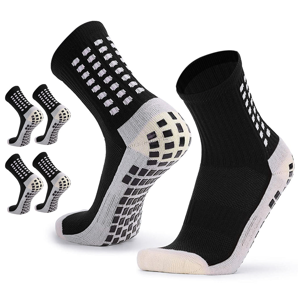 Proberos 2 pairs of Men Women Hi-Tech Performance Athletic Socks for Badminton Soccer Running Gym & Indoor TrainingRubber Anti-Slip and Thicken Cushion Sport Socks Ankle Length Socks-Black