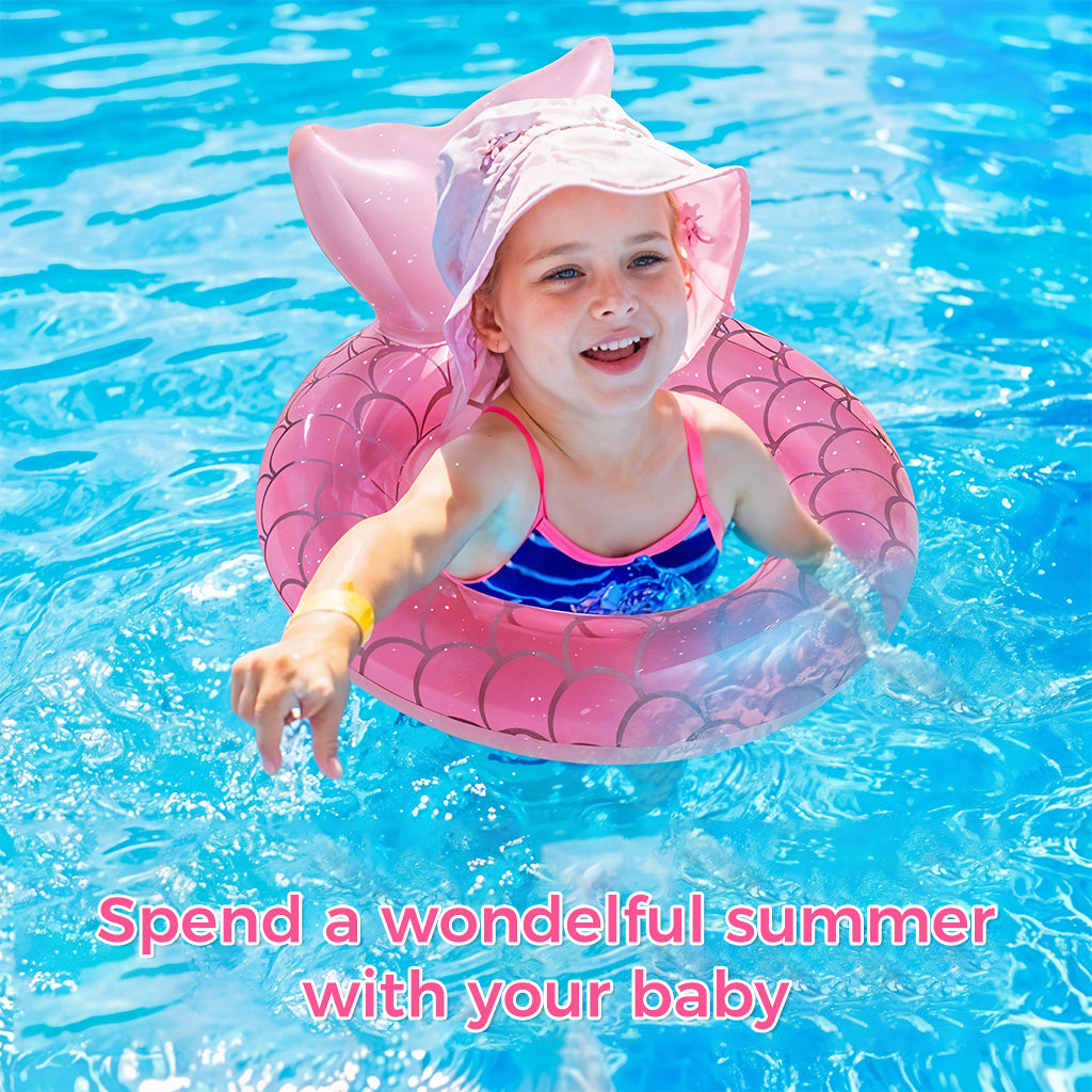 Proberos Baby Swimming Seat for Baby 6-48 Month Baby Mermaid Tail Baby Swimming Floating Seat with Dual Grips PVC Inflatable Swimming Pool Float Seat Baby Shower Party Pool Party Bathing Seat