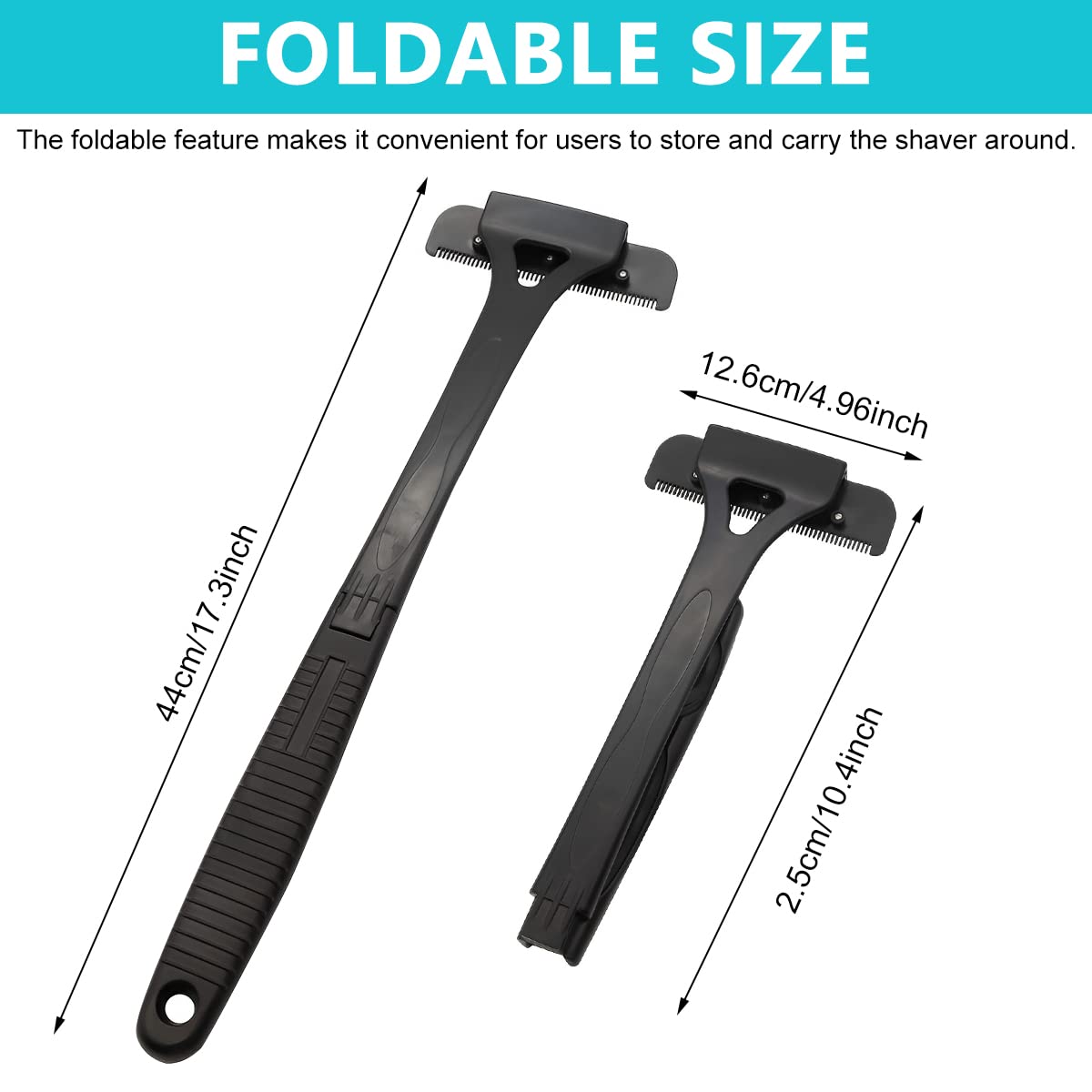 MAYCREATE Back Shaver for Men, Back Hair Removal and Body Shaver with Foldable Long Handle, Replaceable Ultra Wide Blades, DIY Shave Wet or Dry